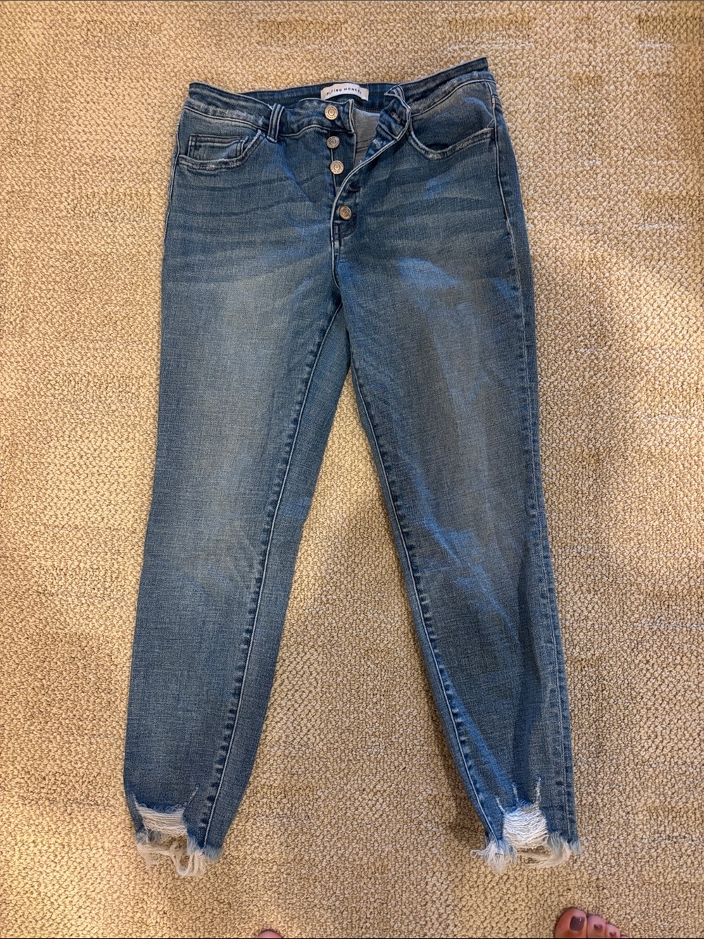Flying Monkey Medium Blue Distressed Ankle Jeans